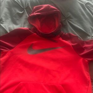 Nike Bright Red Hoodie with Black Swoosh DRI-FIT
